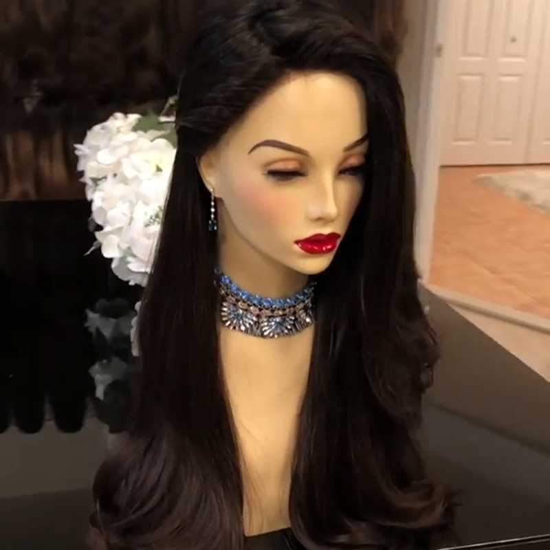新款直销黑色中分女女士Wig直销欧美长卷发假发human hair假发 欧