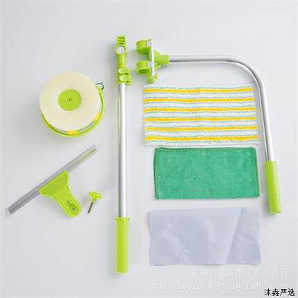 新款U型伸缩杆玻璃刮楼房玻璃刷创意家用高楼清洁工具双面擦窗器