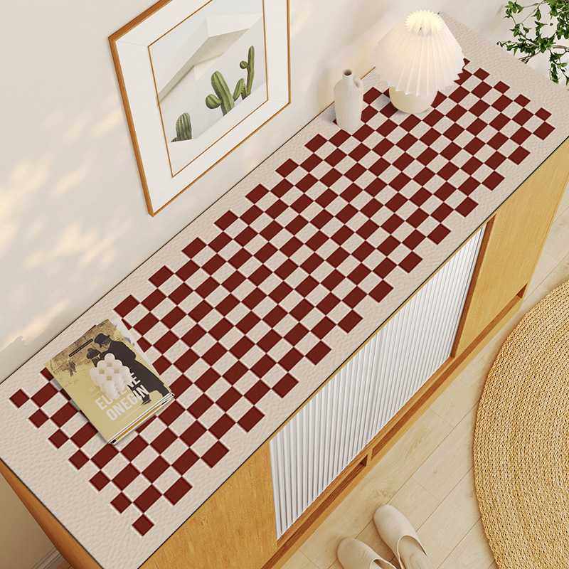 新款直销简约棋盘格皮革桌垫玄关柜鞋柜电视柜垫轻奢客厅茶几防水,居家布艺,桌布,淘宝优惠券,粉丝福利购,淘宝优惠卷