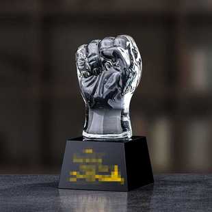 新款直销八一水晶拳头拳击精致纪念意义摆件送战友兄弟聚会生日礼