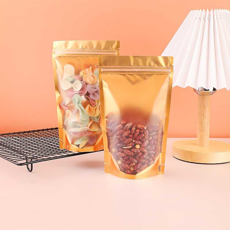 新款直销金色铝箔袋 阴阳自立袋 休闲食品零食宠物粮包装袋 自封