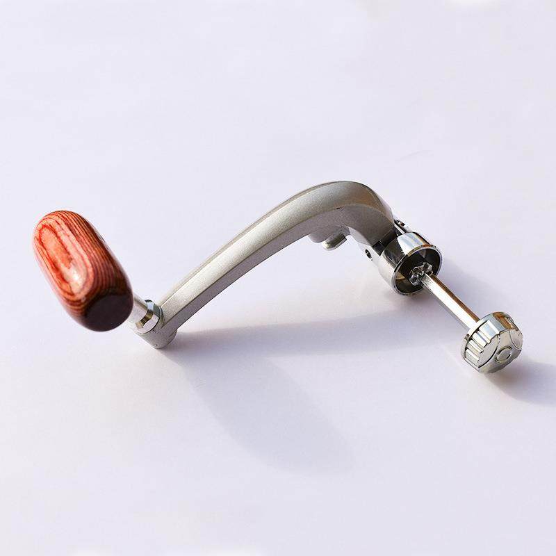 新款直销渔轮配件纺车轮金属摇把海竿线杯摇臂可折叠实木摇手把线