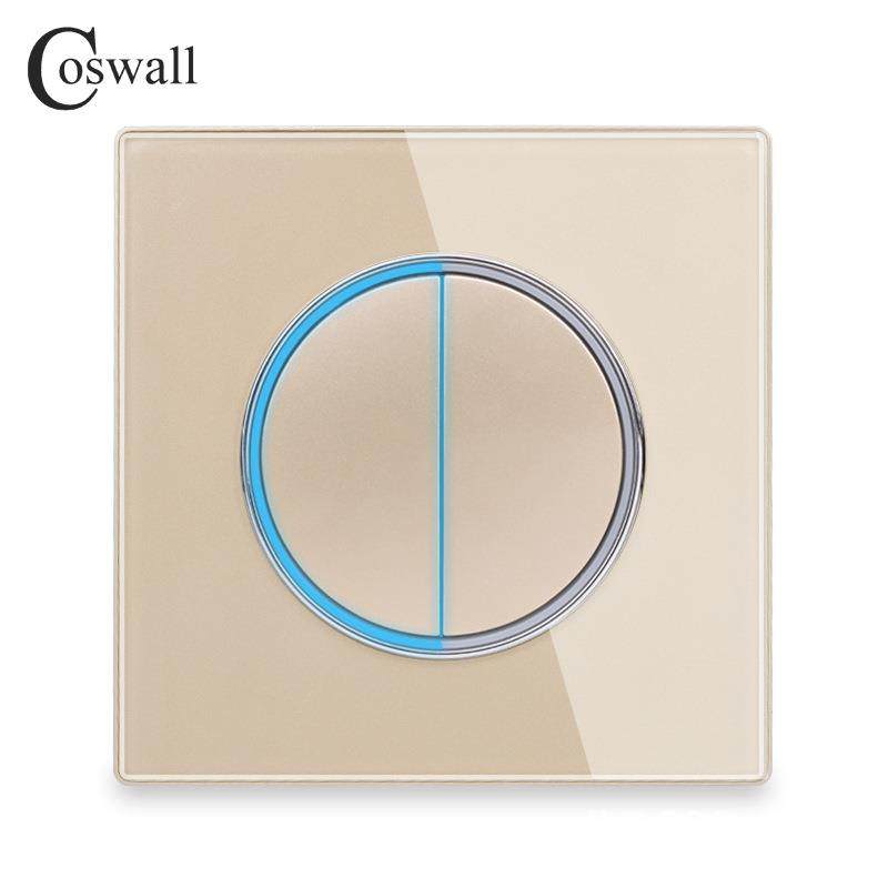 新款直销86玻璃面板金色 轻点开关 大光圈LED 家用酒店开关全系列