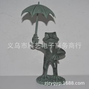 新款直销青蛙打伞动物手工树脂摆件花园装饰品庭院工艺品精致田园