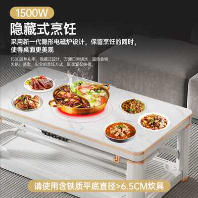 新款直销电暖桌取暖桌家用岩板客厅茶几升降烤火桌子石墨烯电暖炉