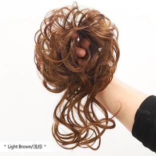 新款直销工厂假发卷发圈真发盘发长须发包仿真丸子头慵懒花苞头花