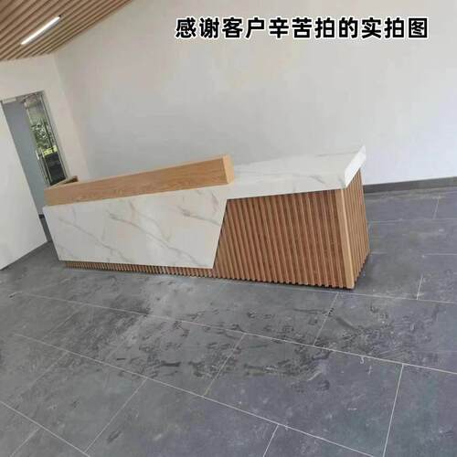 新款直销新中式收银台吧台公司前台接待台迎宾台采耳店理发店美容