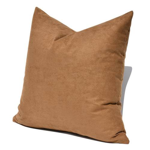 新款直销现代驼色麂皮绒抱枕套样板间软装客厅办公室靠枕沙发靠垫