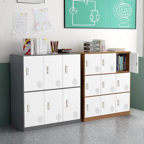 新款直销加厚彩色薄边更衣柜带锁储物柜子学校学生书包柜铁皮矮柜