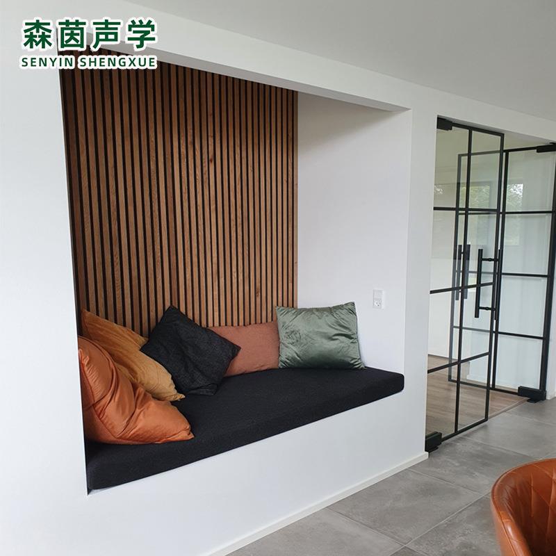 新款直销外贸工厂客厅装饰隔音护墙板实木皮新型格栅板环保木条聚