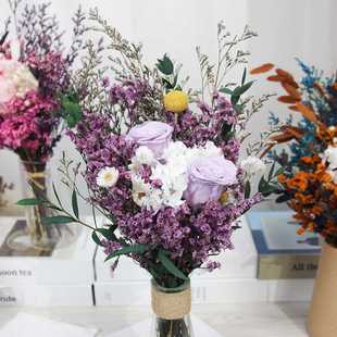 新款直销情人节永生花干花玫瑰花束成品真花花艺插花摆件亚马逊跨