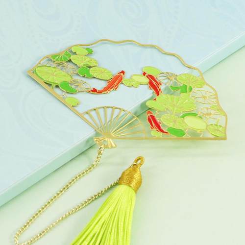 新款直销瑶池寻鲤文艺锦鲤金属艺术书签国潮清新礼品雅致教师节送