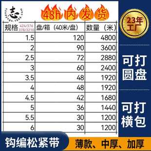 新款直销现货0.6-6.0cm黑白钩编松紧带低弹带扁宽橡筋收紧8