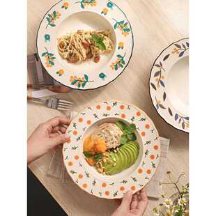 新款直销xyt可爱草帽盘西餐餐盘子家用2021新款菜盘汤盘深盘意面
