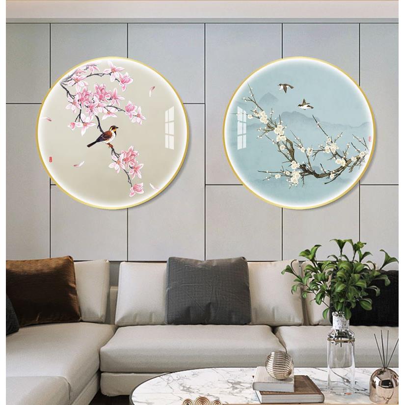 新款直销晶瓷画新中式玄关装饰画灯画客厅入户走廊过道墙壁挂画花图片