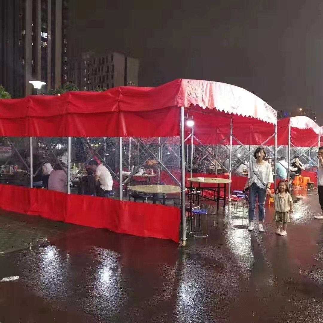 新款直销移动推拉雨棚仓库雨篷伸缩棚户外摆摊遮阳遮雨停车棚大排