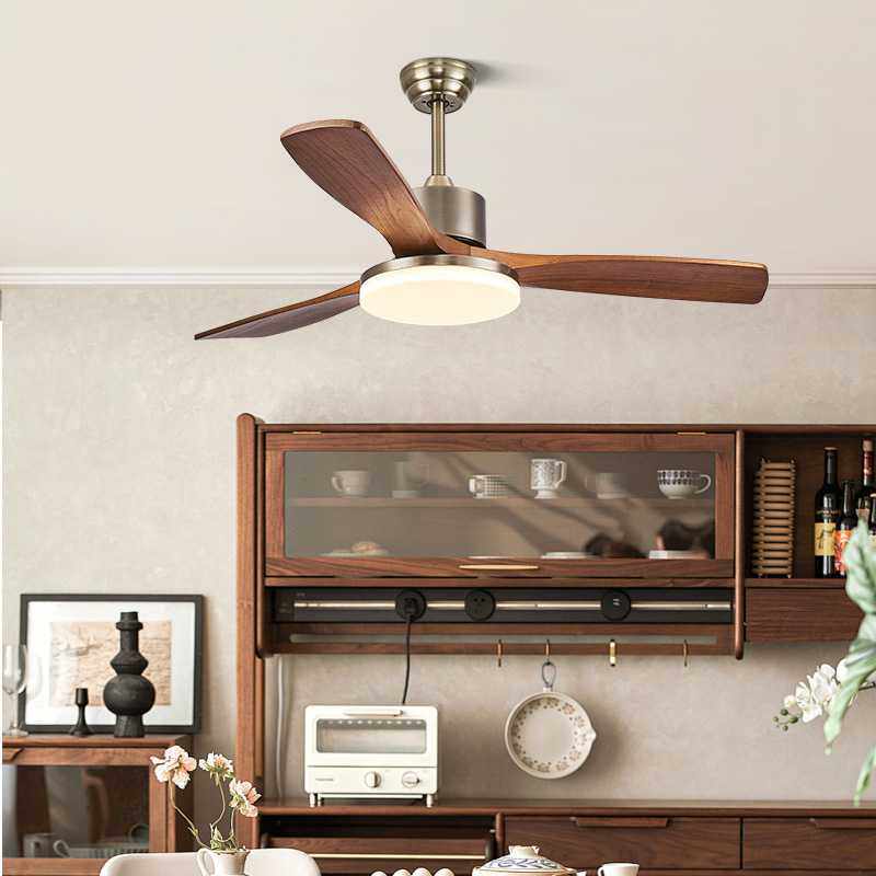 新款直销奥宏实木吊扇灯客厅大风力包豪斯美式复古电扇卧室餐厅中,家装灯饰光源,风扇灯,淘宝优惠券,粉丝福利购,淘宝优惠卷
