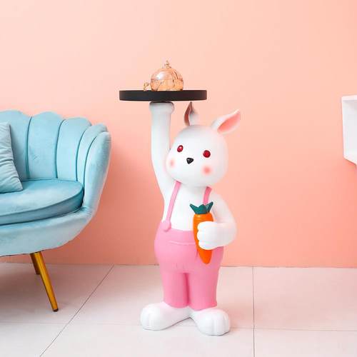 新款直销新品轻奢落地背带兔托盘摆件客厅泡茶室电视柜床头收纳摆