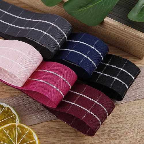 新款直销英伦风经纬白条格子织带蝴蝶结diy发饰材制服装儿童帽子