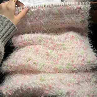 新款直销溺手工diy材料包温暖粉白春樱手混线围巾编织diy手工棒针