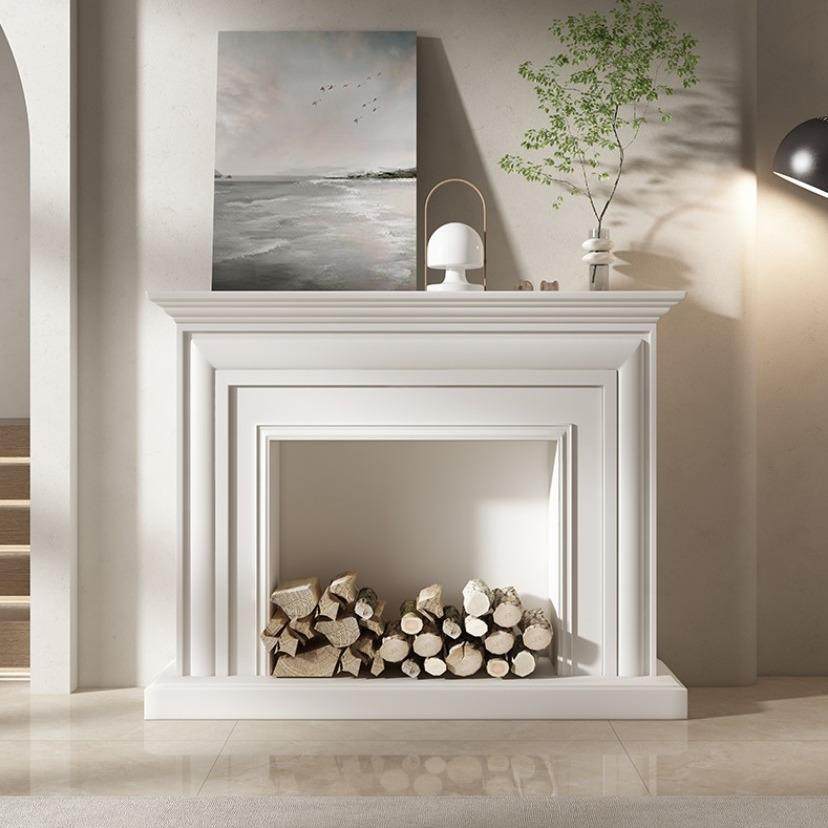 新款直销现代简约壁炉装饰柜意式白色壁炉架美式家用实木客厅背景