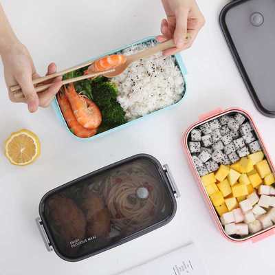 新款直销800ml不锈钢单层密封饭盒便当盒分格上班族学生日式分隔