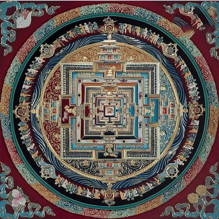 新款直销《唐卡时轮金刚坛城》客厅玄关背景装饰画复古大气玄关沙