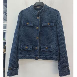 牛仔外套 复古小香风古铜铆扣立领短款 芝芝 牛仔香颂