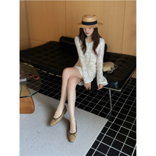 连衣裙 复古优雅蕾丝钩编精致修身 AILUO艾珞 镂空情书