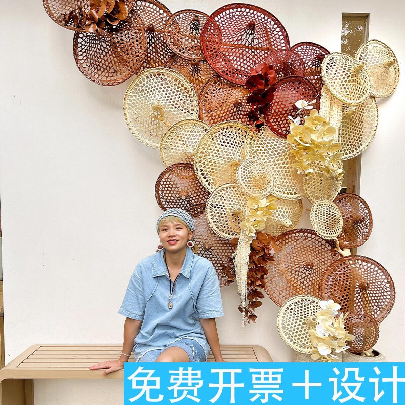 古风服装店户外斗笠帽饰背