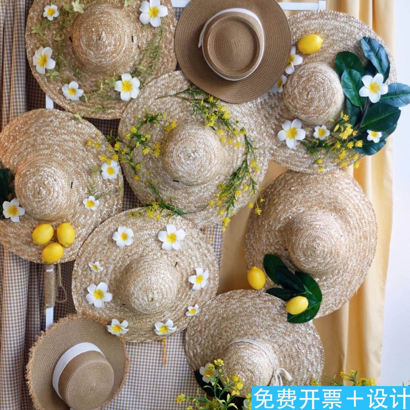 花艺草帽diy装饰挂饰墙饰造景布置材料春夏季咖啡店餐厅度假风INS