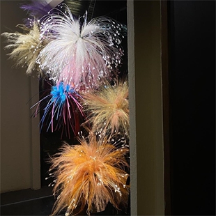 2025蛇年新年烟花仿真花装饰品挂件装饰芦苇粉黛羽毛婚庆渐变道具