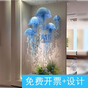 夏季店铺橱窗水母吊饰氛围感装饰海洋元素主题水母吊饰打卡区布置