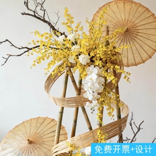饰打卡拍照 非遗传统手工制作复古油纸伞仿真跳舞兰蝴蝶兰氛围装