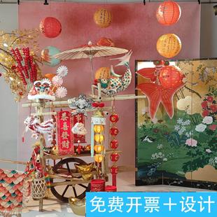 户外市集摆摊摊位装饰品道具竹架搭建挂饰小摆件非遗基地摄影棚