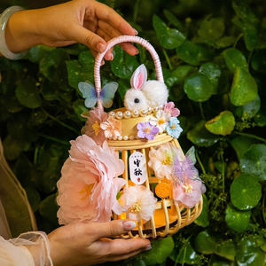 中秋团建亲子手作竹编灯笼新中式牡丹花兔子花灯汉服拍照灯笼