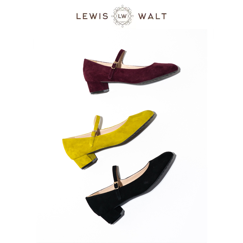 LewisWalt圆头低跟一字扣女鞋