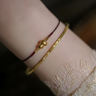 福禄红绳手链本命年寓意招财好看精致葫芦仿真金细款手工编绳手绳