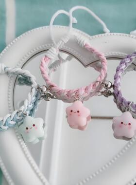 可爱手工编织手链情侣闺蜜一对星星手环礼物可调节高颜值磁吸手绳