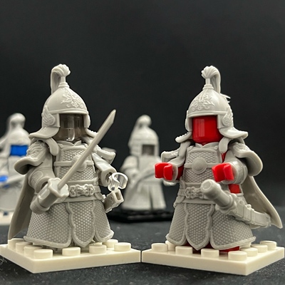 中国古代兵人文化系列明将孙传庭3D打印积木人仔玩具国产白模手办