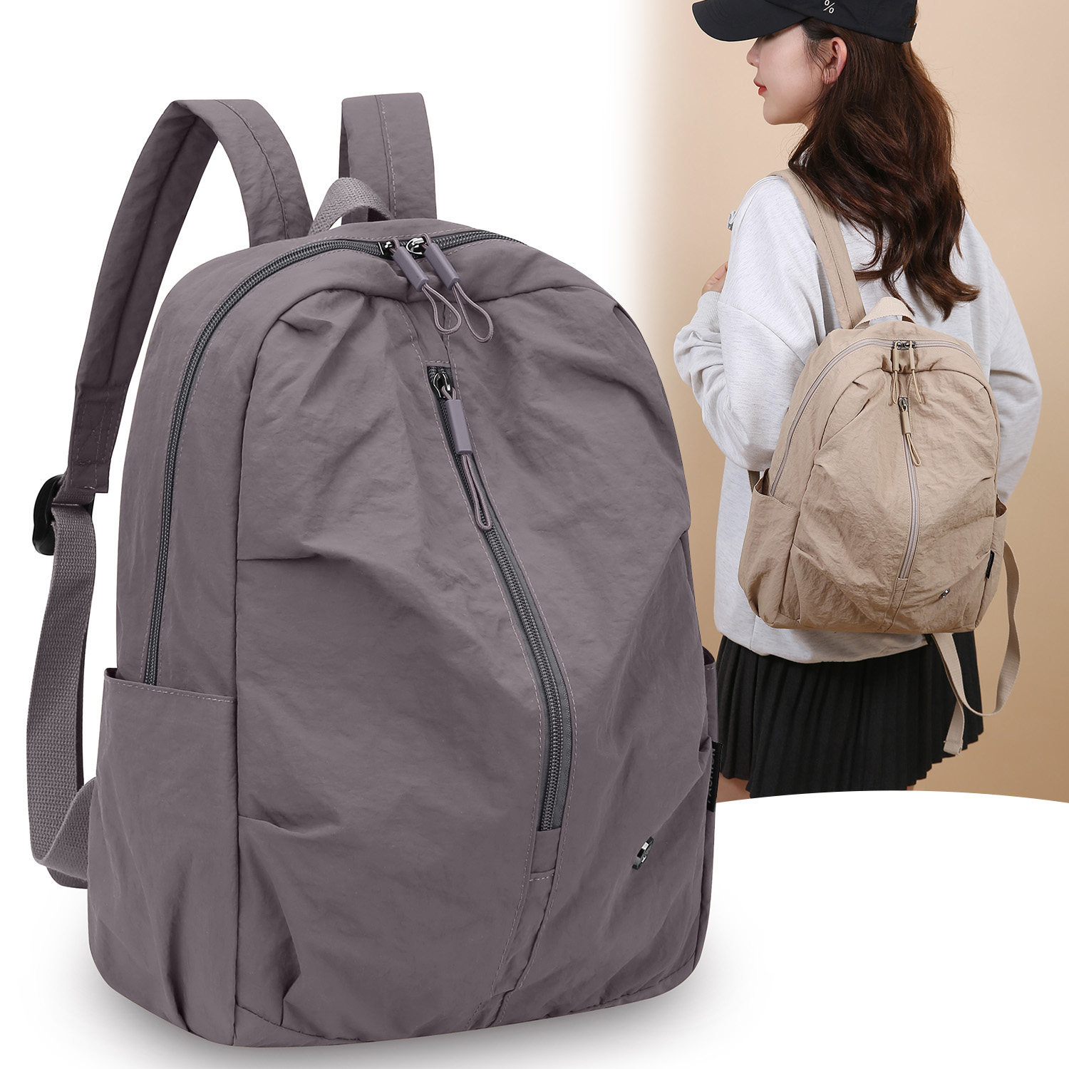 2026新款女士双肩背包女休闲尼龙布轻便百搭旅行包牛津布学生书包