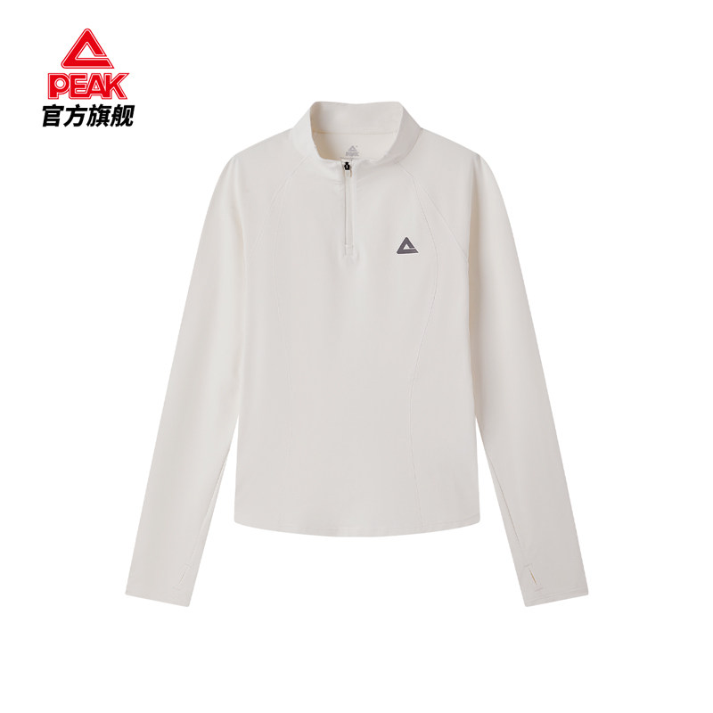 匹克官方正品半拉链运动卫衣女白色速干透气套头衫运动穿搭