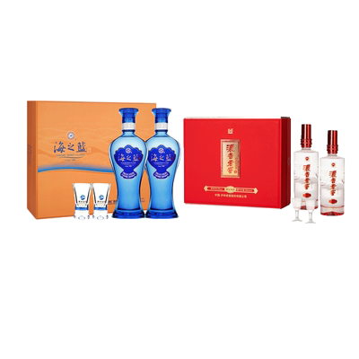 洋河海之蓝 52度 480ml*2礼盒+ 郎酒顺品郎 蓝顺45度 480ml*2礼盒