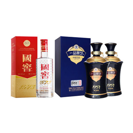 泸州老窖国窖1573单瓶52度+一品景芝1957纪念酒芝香型53度2瓶