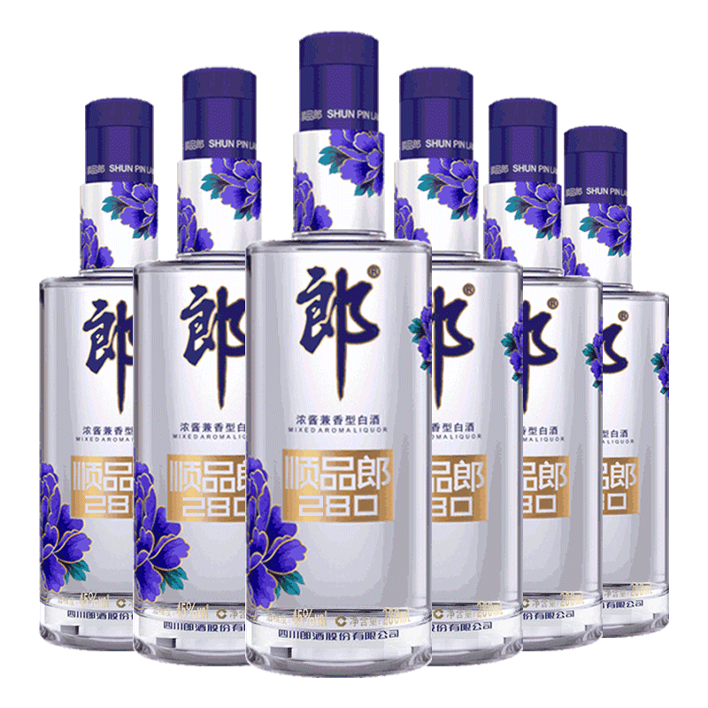 郎酒 顺品郎280(蓝顺) 45度 浓酱兼香型白酒 280ml*6瓶装