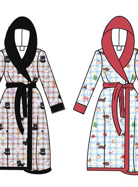 原创格子可爱印花游泳装备速干浴袍浴巾海边不沾沙男女通用可爱