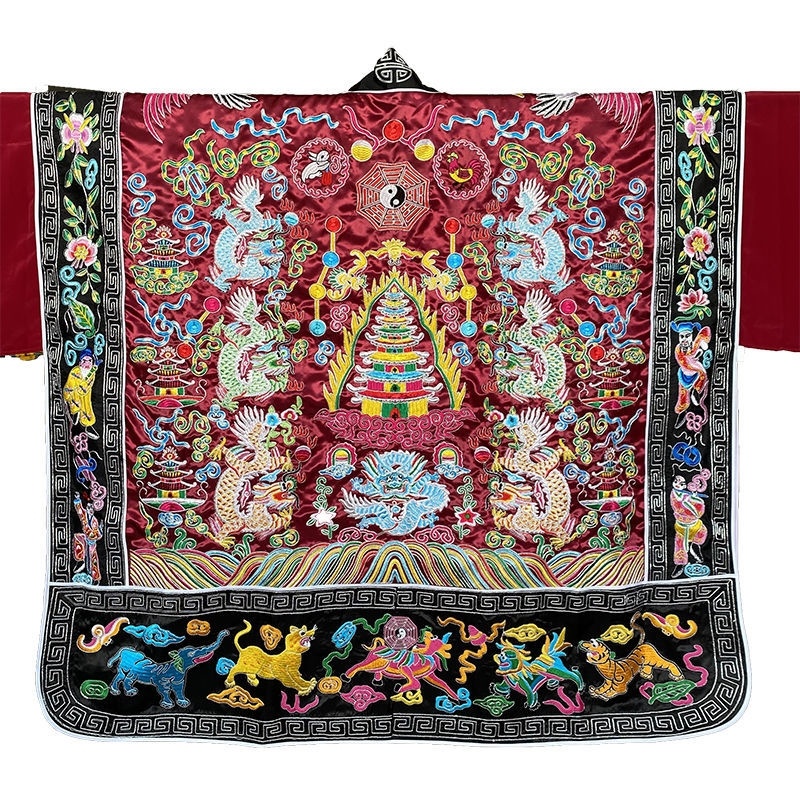 特卖道士服双龙法衣银线刺绣绸缎九龙法衣八仙道袍高功法衣龙领八