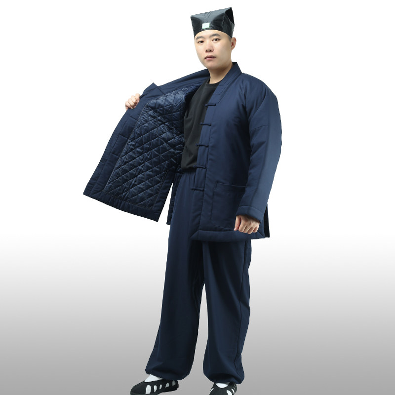 特卖道士服装男女冬季加绒保暖中长三清领道袍太极服道家棉衣斜襟