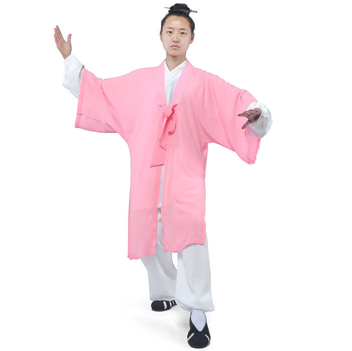 新款武当道士道袍高档披纱雪纺太极拳练功披纱太极拳表演服披纱男