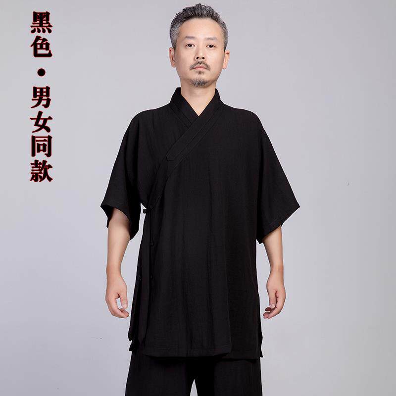 特价武当短袖道士服装男亚麻夏季薄道袍练功服新款太极服女禅修武